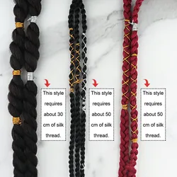 Silver Gold Braiding Hair Deco Styling Shimmer Stretchable African Braid Braided Elastic Cord Dreadlock Braids Hair Accessories