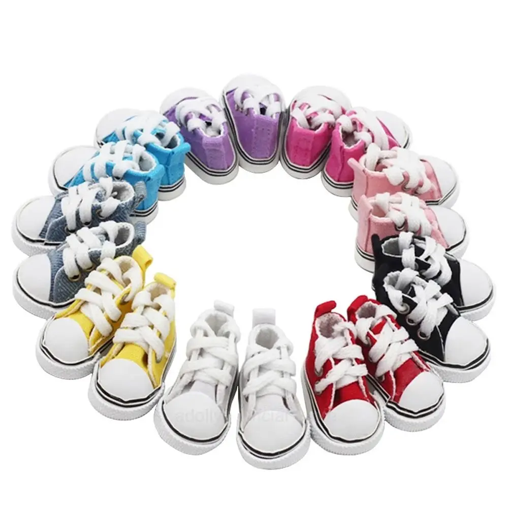 BJD Doll Accessories 5cm Shoes High Top Canvas Sneakers Fashion Casual Shoes for Doll BJD Suitable for 1/6 Dolls