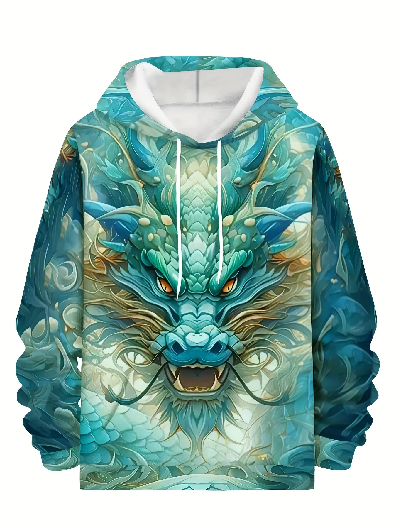 

Men's Color Dragon Pattern Hoodie - Casual Sports Pullover with Kangaroo Pocket Drawstring Comfortable for Outdoor Activities
