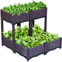 Planter Grow Box Rectangular Flowerpot Garden Bed Garden Pots Checkered Planting Box Vegetables Flowers Plants Grow Planting Box