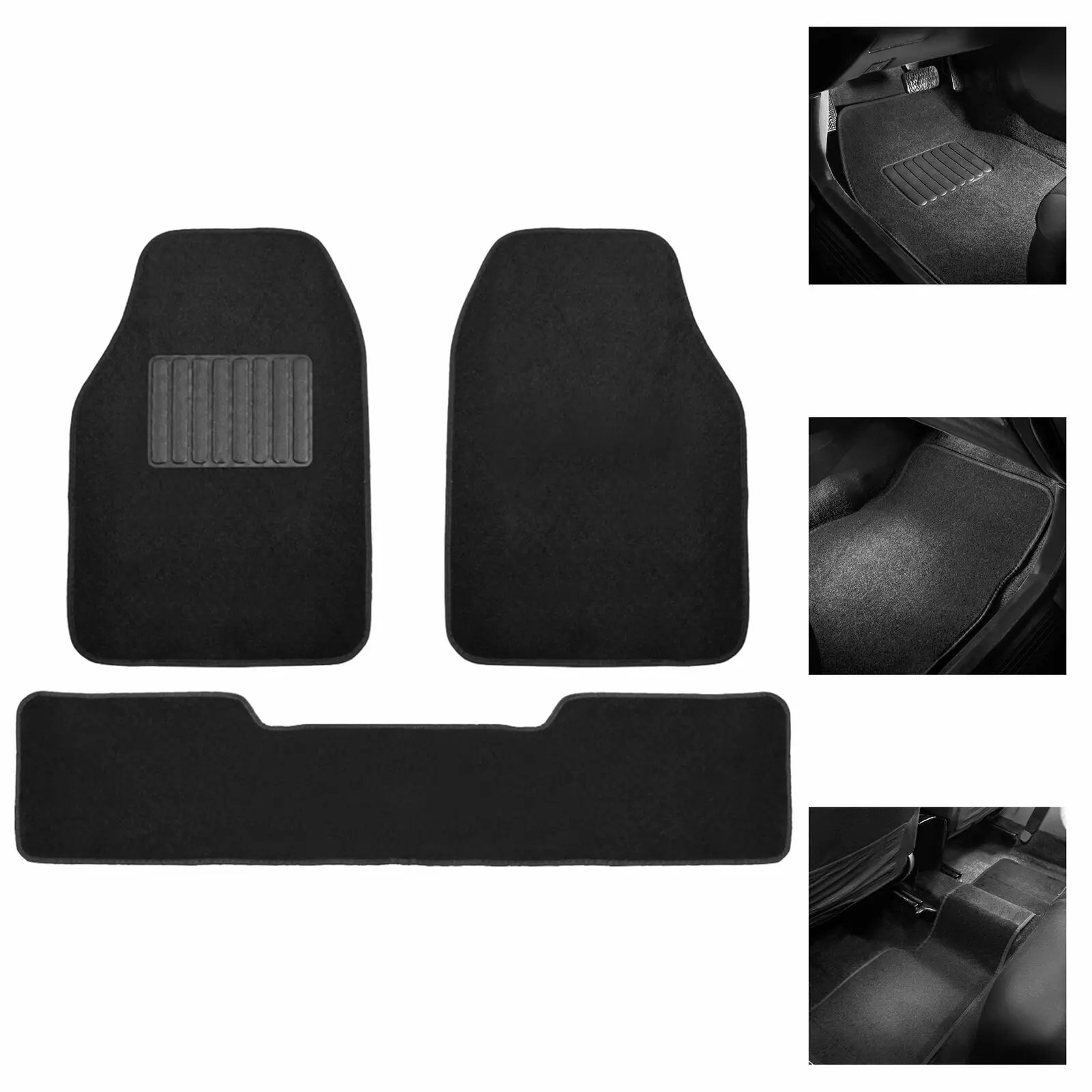 

Car Floor Mats for Sedan Car SUV 3 Piece Carpet Floor Mats Black