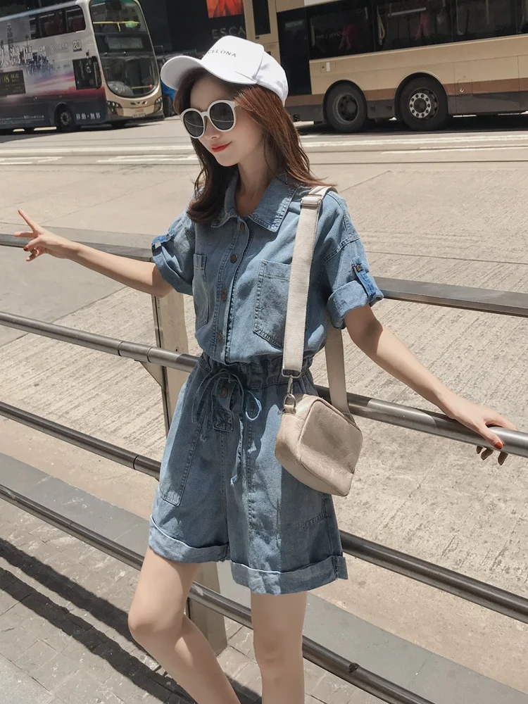 Tuta di jeans a vita alta da donna Estate New Sle Dimagrante Dr Ors Abbigliamento da lavoro Completo da donna Faion Pantaloni casual