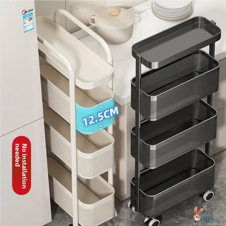 

Kitchen Batoom Mobile Cart Narrow Cabinet Floor Standing Storage Ra Organizer Small Pusart Side Clamp elf