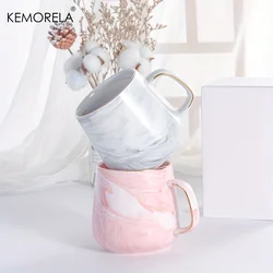 KEMORELA 1PCS 400ml Creative Gold-Rimmed Ceramic Coffee Cup Ceramic Material Oatmeal Breakfast Cup Suitable as a Holiday Gift