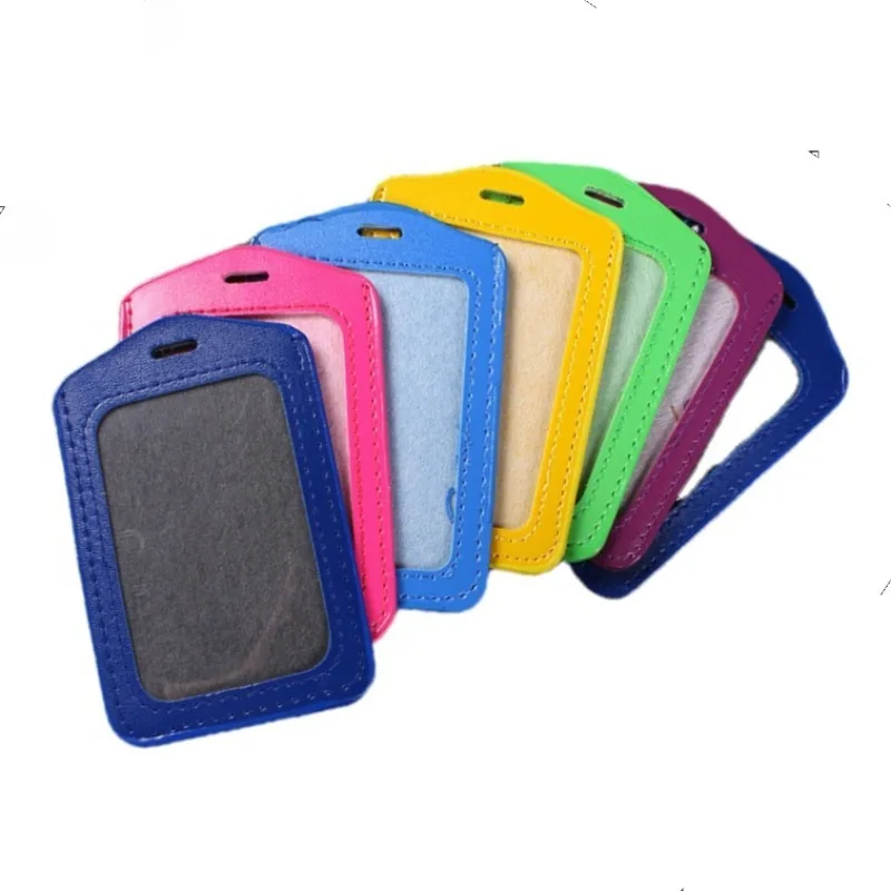 PU Leather Working Permit Case Badge Holder ID Tag Pass Bus Work Card Case Employee's Card Cover Holder Sleeve Badge Reel Clip