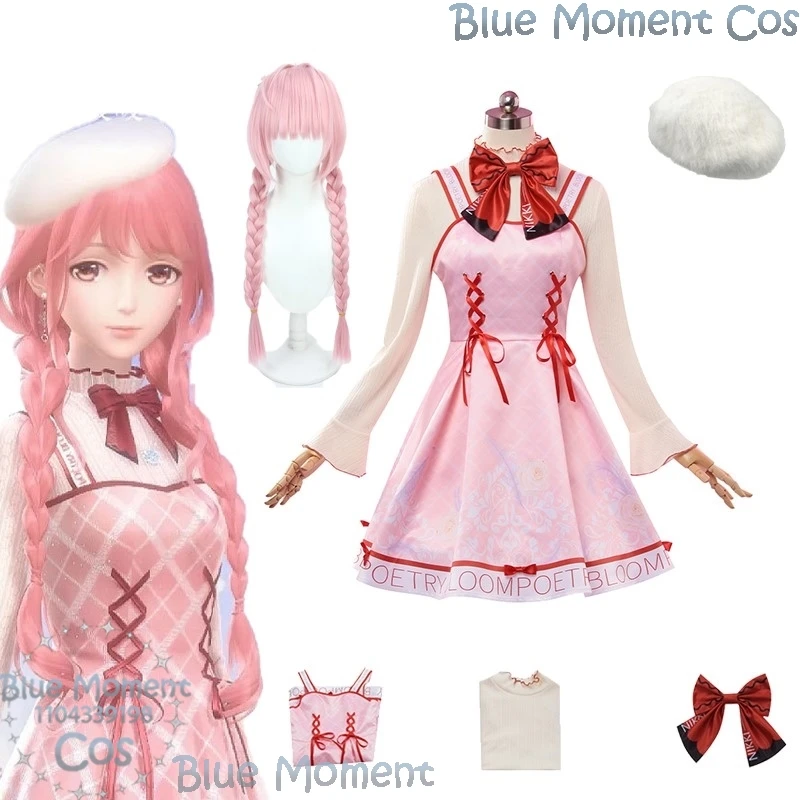 Infinity Nikki Cosplay Game Nikki Costume Sweet Pink Lolita Dress Lovely Uniform Halloween Christmas Party RolePlay Outfit Women