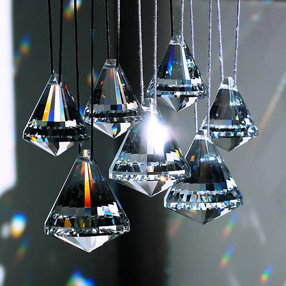 1Pcs Crystal Hanging Ball Clear Cut Faceted Glass Diamond Prisms Pendant Shinning Suncatcher Bead Curtain Art For Chandelier DIY