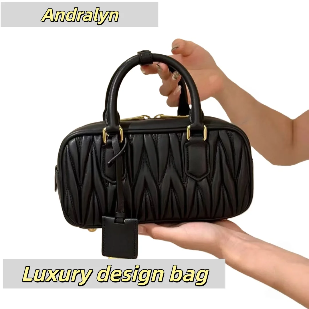 

Real Leather high quality Women's messenger bag 2025 new niche design retro bowling handbag fashion Joker shoulder slung bags