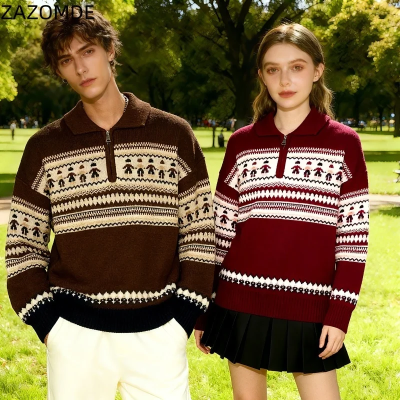 ZAZOMDE 2025 البوهيمي نمط نصف البريدي سترة للنساء الرجال خمر مستوحاة القبلية طباعة فضفاضة تناسب متماسكة البلوز تصميم فريد من نوعه #1