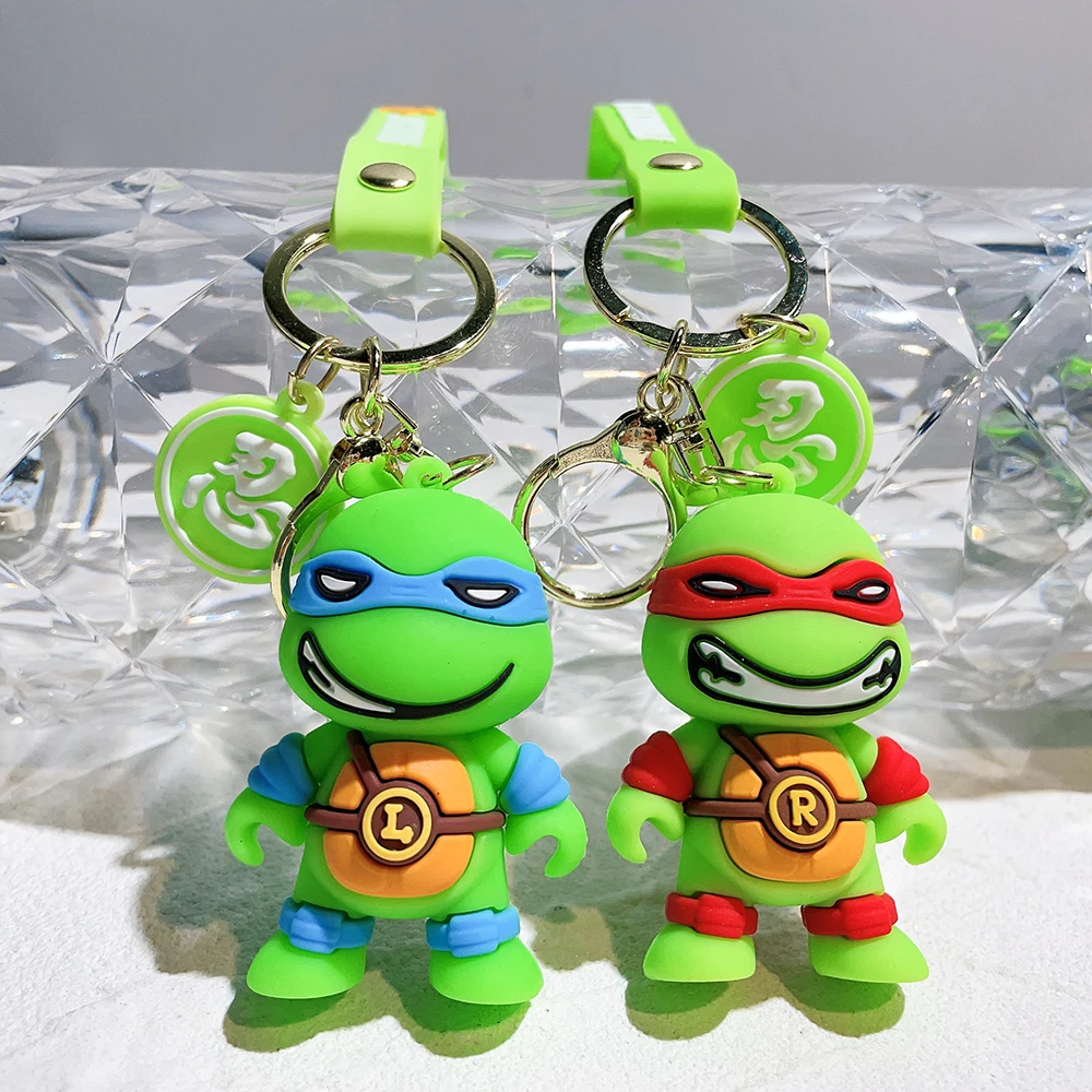 In Stock Teenage Mutant Ninja Turtle Keychain Cartoon Tortoise Keyring Leo Raph Mikey Don Boy Girl Key Chains Children Gifts