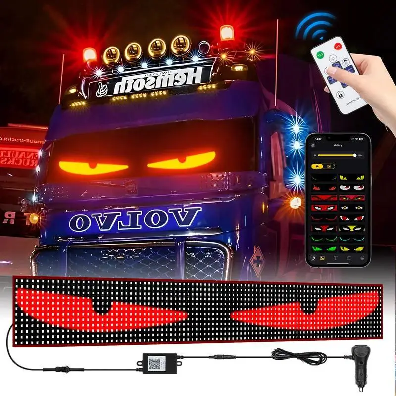 

Dynamic Truck Car Devil Eye LED Pixel Panel Light APP Control Soft Foldable Lighting Scrolling For Board Windshield 12V 24V