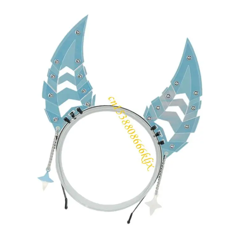 Machinery Shark Tands oor haarband voor motorrijder cosplay Techwear hoofdband kostuum Hairhoop thema gelegenheid kopstuk 066c