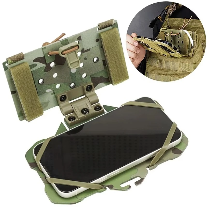 Tactical Navigation Board Molle Mount Mobile Phone Carrier Universal Map Smartphone Folding Alloy Holder Hunting Airsoft Gear