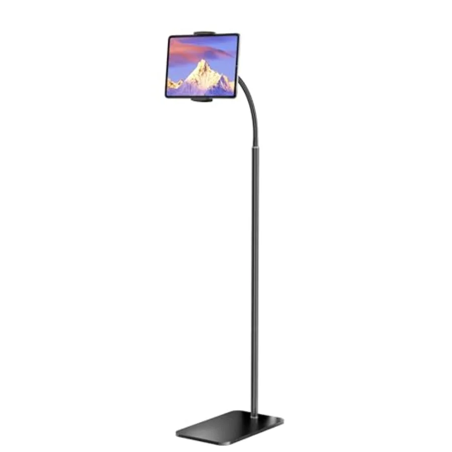 

iPad Stand Adjustable Tablet Floor Stand Metal Tablet Holder with Flexible Gooseneck Compatible with iPad Kindle and Cell Phone