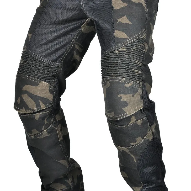 Loong Biker Motorcycle Riding Pants Summer Motocross Super Fit Slim Protection Jeans Mesh Breathable Casual Camouflage Trousers