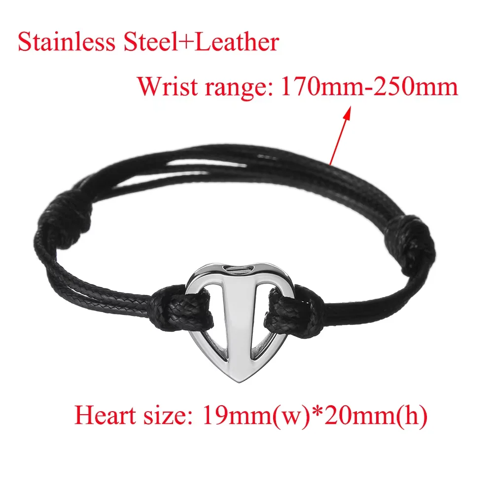 Herzförmige Urne Lederarmband für Asche Edelstahl-Andenkenhalter Verstellbares Asche-Armband für Frauen und Männer – Detail 1