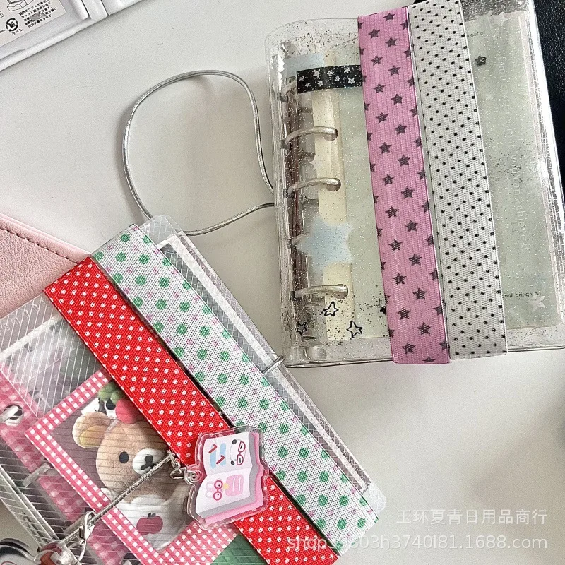 Japan Retro Polka Dot Elastic Band for M5 Loose-leaf Notebook Journal Scrapbook Card Collection Book Anti-bursting Fixing Rope