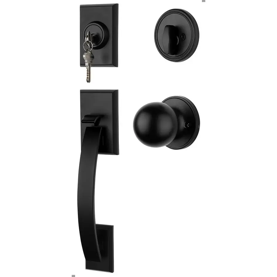 

Front Door Handle and Deadbolt Set, Matte Black Front Door Lock Set, Black Front Door Lock Set with Reversible Knob Handle