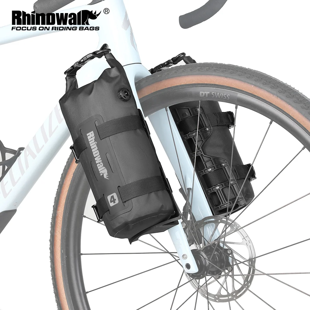 Rhinowalk Bike Front Fork Bag Waterproof 4L/7 Bikepacking Quick Release Road Cycling Fork Rack Bag With Mounting Base Air valve