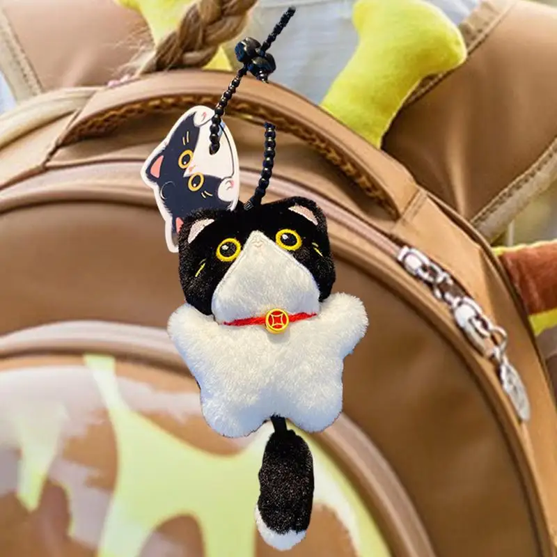 猫のぬいぐるみキーホルダー,かわいい装飾品,柔らかいバックパックアクセサリー,収集可能な人形,家の装飾