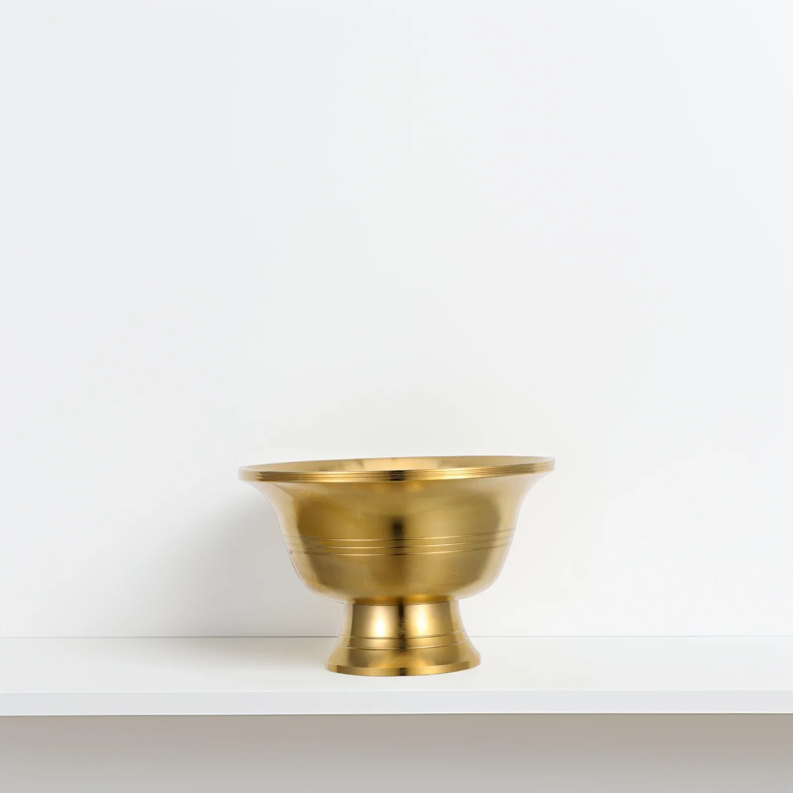 

High Foot Water Brass Offering Bowl For Worship Sacrifice Rituals Altar Meditation Use Multi-Function Temple Decorative