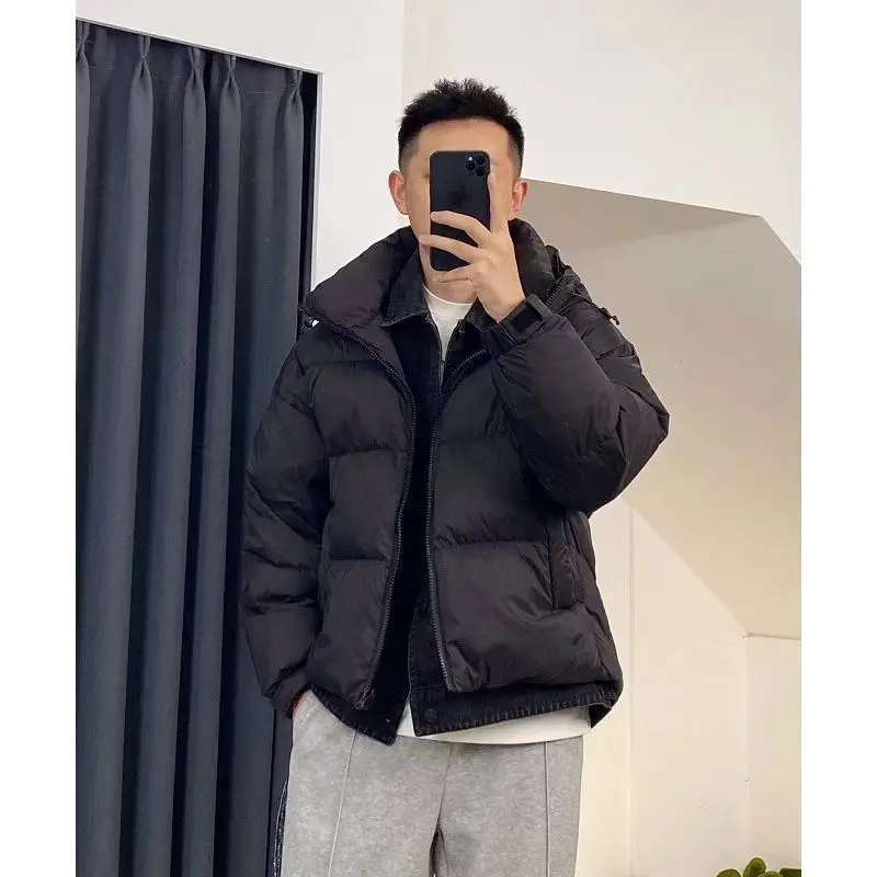 New Fashion 2025 White Duck Down Coats Winter Men Fake Two Piece Pockets Jackets Male Loose Hooded Casual Down Overcoats