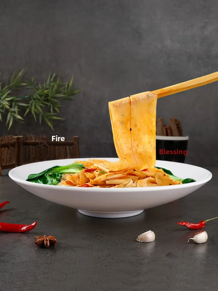 Tazón Grande de Boca Ancha para Fideos, Salsas, Pan Plano y Sopa, Vajilla China