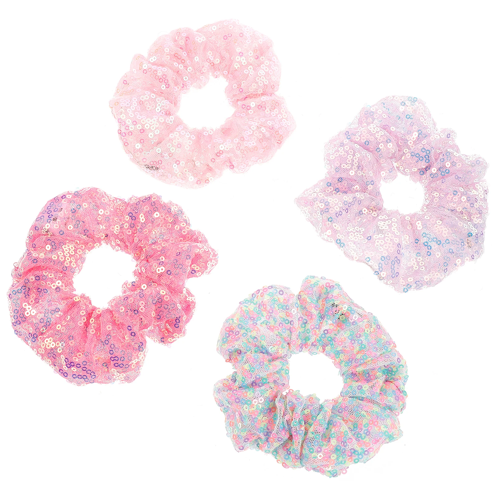 

4 Pcs Ropes Luminous Girl Accessories Hair Ties Scrunchies Sparkly Mesh Rings Girl Hair Accessories Halloween Party