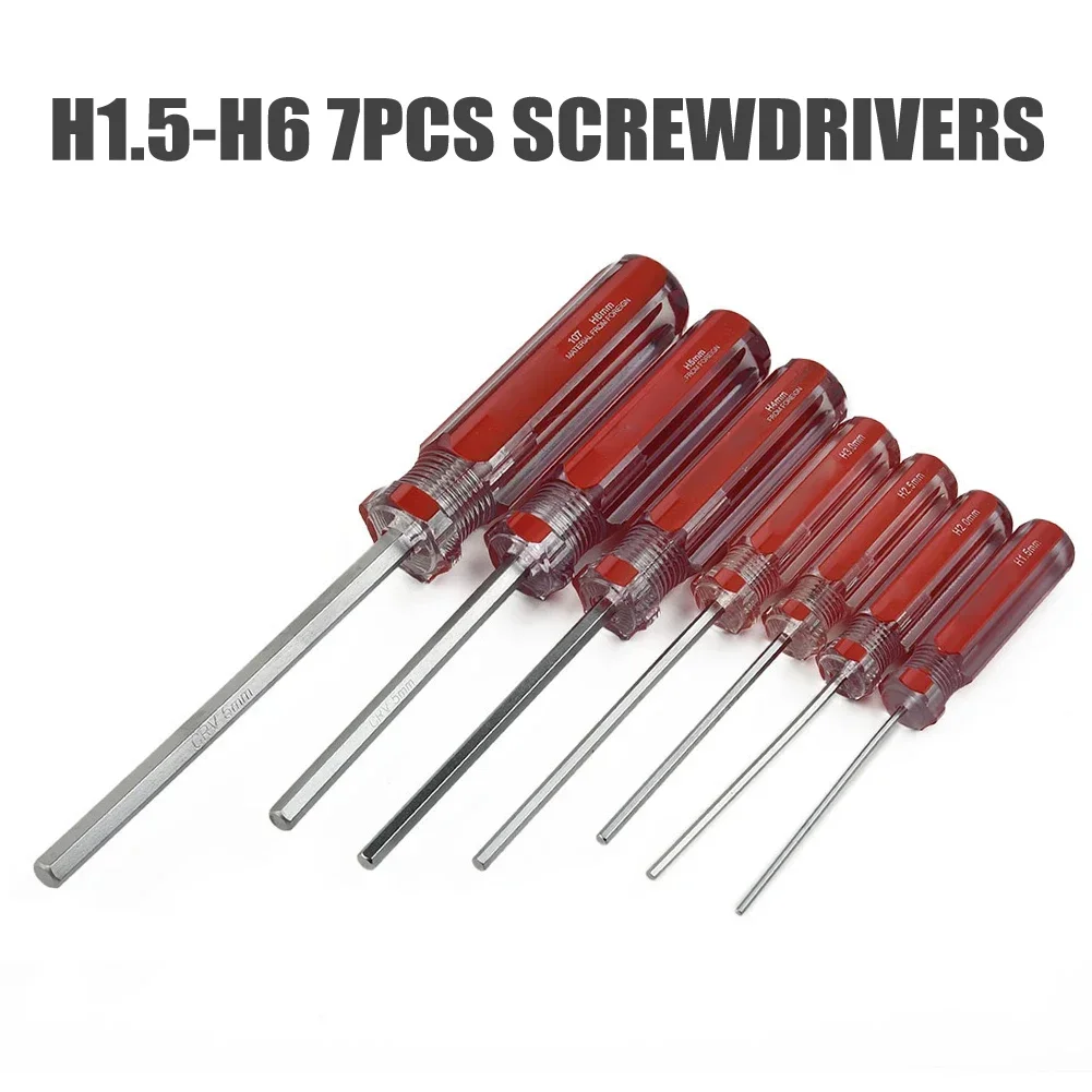 

7pcs Hexagon Screwdriver 1.5mm-6mm Flat Head Hex Magnetic Repair Toys Models Furniture Electronics Hand Tool Steel High Quality