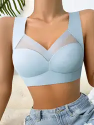 L-3XL Women Sport Bras Plus Size Lace Bralette Backless Seamless Bra Lady Brassiere Vest Female Gathers Shock-Proof Wireless Top