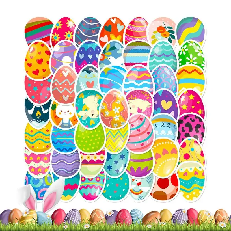 50pcs Easter Stickers Aesthetic Festival Eggs Water Bottle Cartoon Decals Graffiti Easter Decals for Car Luggage and Laptops