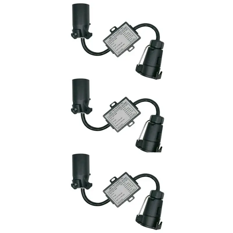

Precision 3X USA To EU Trailer Light Converter US 7-Way Blade Socket To EU 7-Pin Round Plug