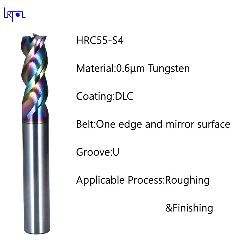 U groove S4 flat end mill D4/6/8/10/12mm process Aluminum  for mill cutter with DLC coating CNC machine