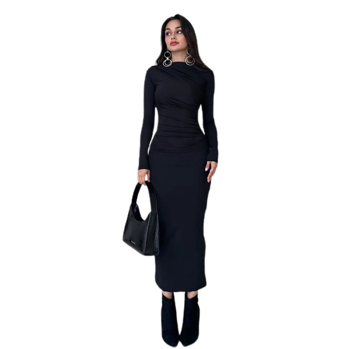 Spring New Wrapped Hip Skirt, European and American Slim Fit, High Grade, Solid Color, Temperament, Long Dress for Women YBF20-3