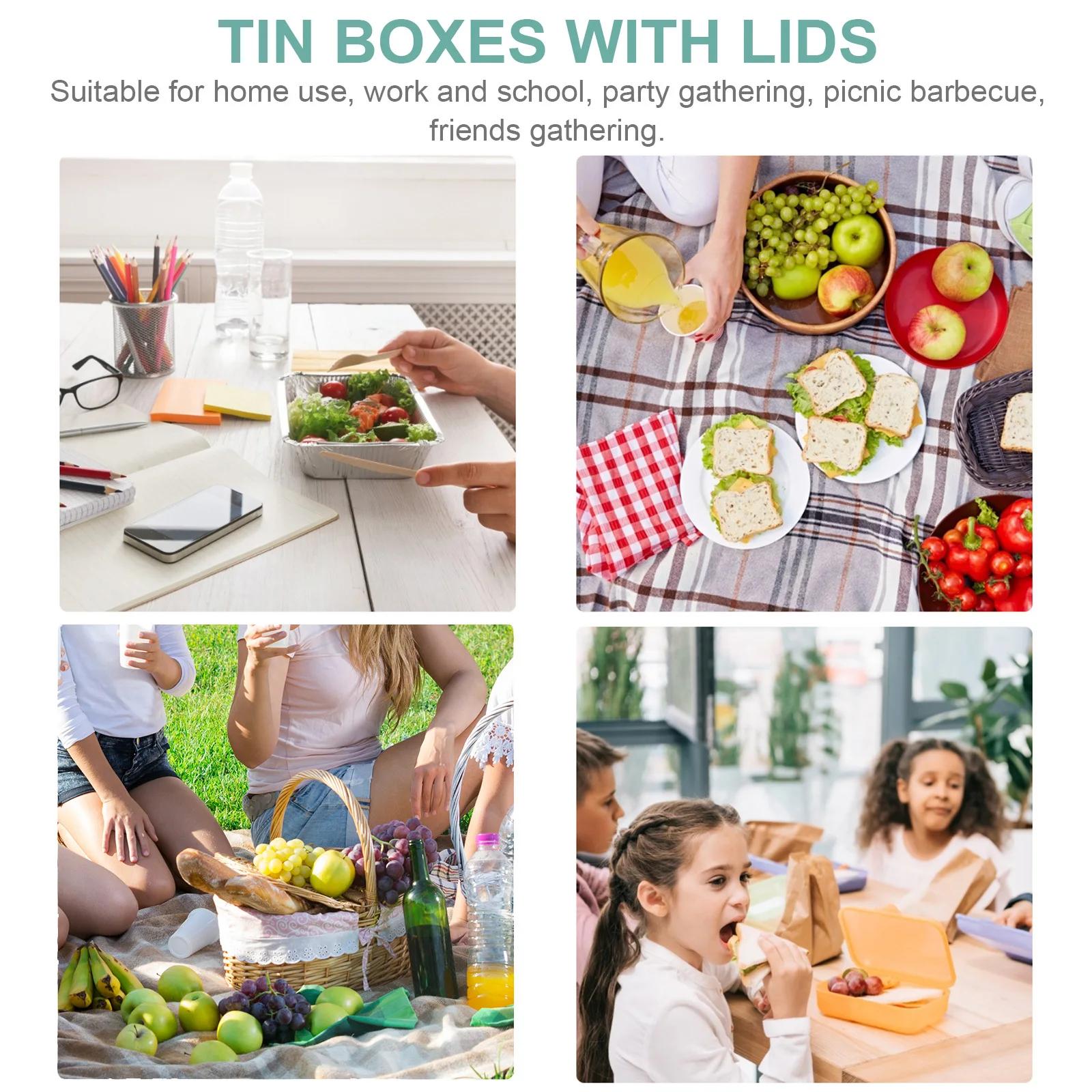 

Lunch Box Aluminum Tin Container Lightweight Tin Container Rust-Proof For Outdoor Hiking Picnic School Silver