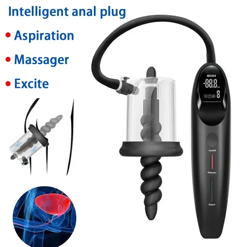 Male Smart Rosebud Electric Pump Vacuum Sucking Massage Prostate Stimulator Anal Dilator Masturbation Device Butt Plug Set Toys