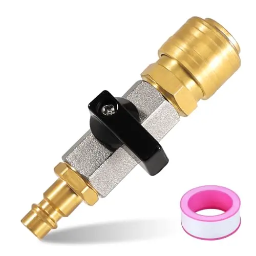 1/4 Inch Brass Air Compressor Hose Connector Fitting Set With Ball Valve Quick Coupling Nozzle For Pneumatic Tools Workshop Part