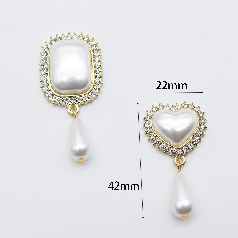 YWXINXI New 10pcs Flat Bottom Alloy Rhinestone Jewelry Diy Bow Hairpin Pearl Pendant Clothing Decoration Material