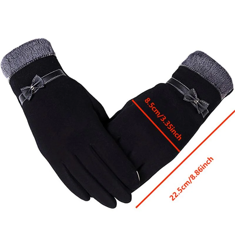 New Fashion Grace Lady Gloves Women Winter Vintage Bow-Knot Touch Screen Driving  Warm Windproof Glove Mittens Wholesale