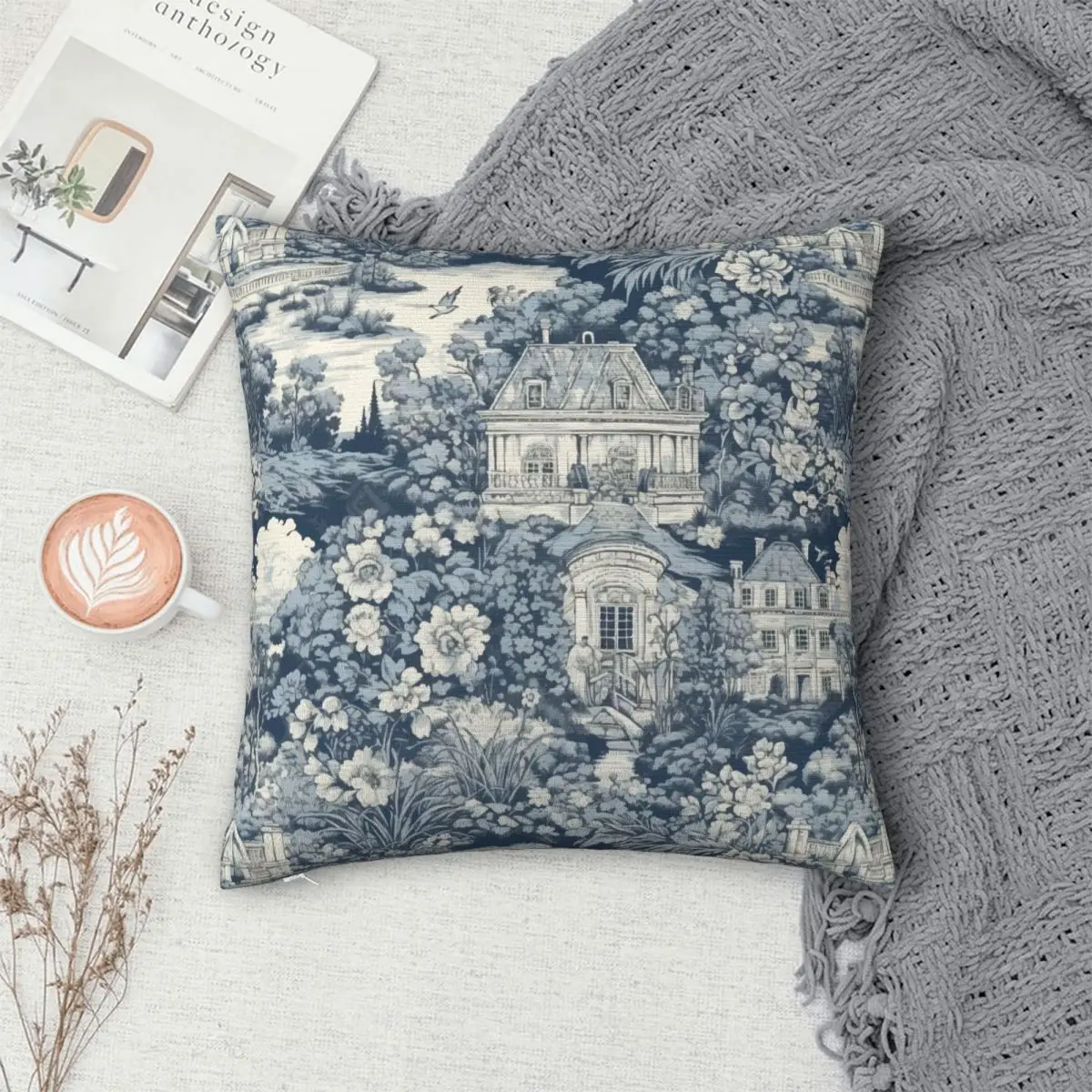 Decorative Classic French Toile De Jouy Pattern Pillowcase Fabric Of Jouy Print Pillow Cover Square Multi-Size Dropshipping