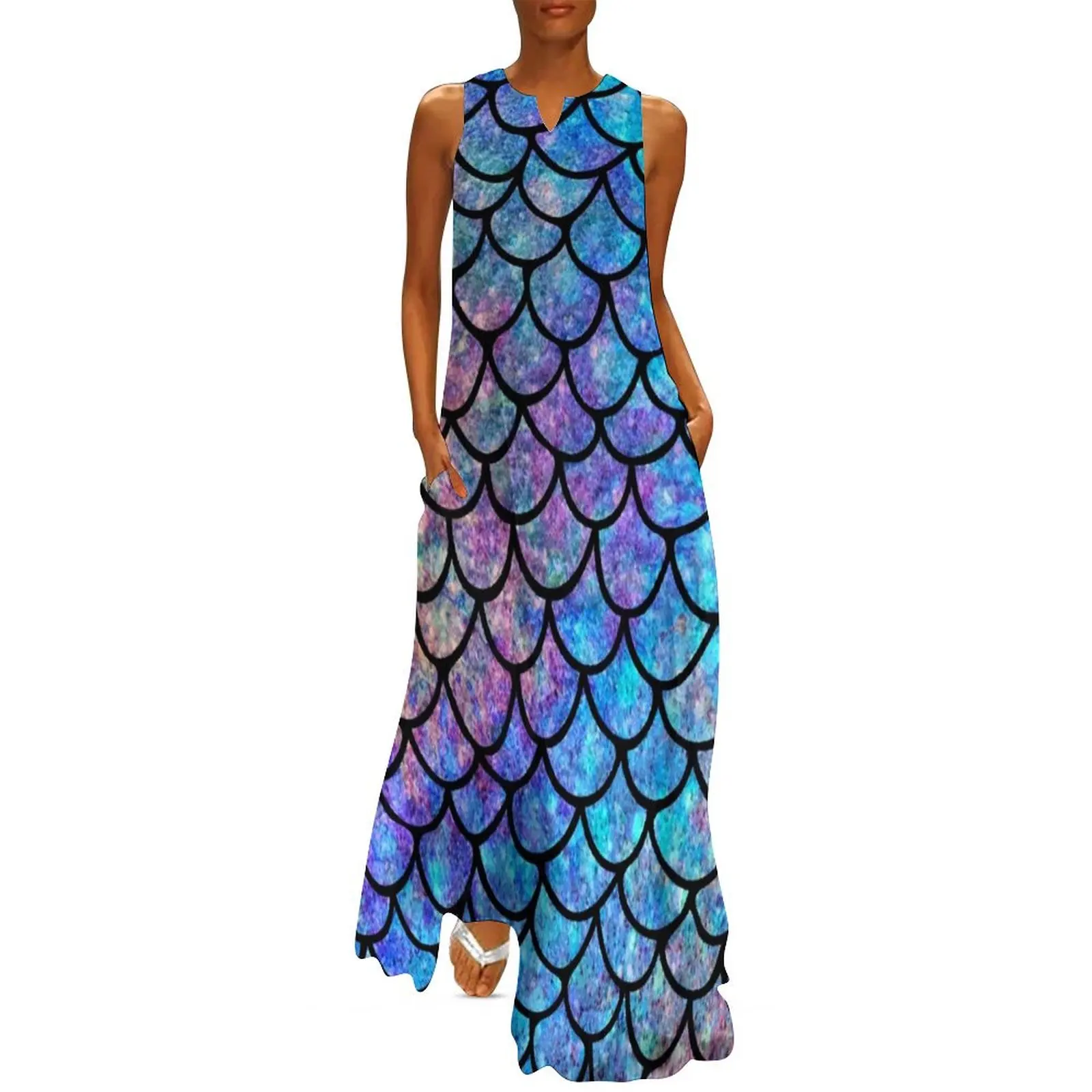 

Colorful Mermaid scales Long Dress Female clothing women dresses clothes prom dress Dress