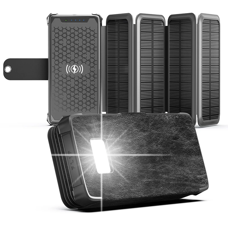 YXES-B03-PD Solar Battery Power Bank Collapsible Wireless Charger 20000Mah Waterproof Outdoor Emergency LED Lighting Power Banks