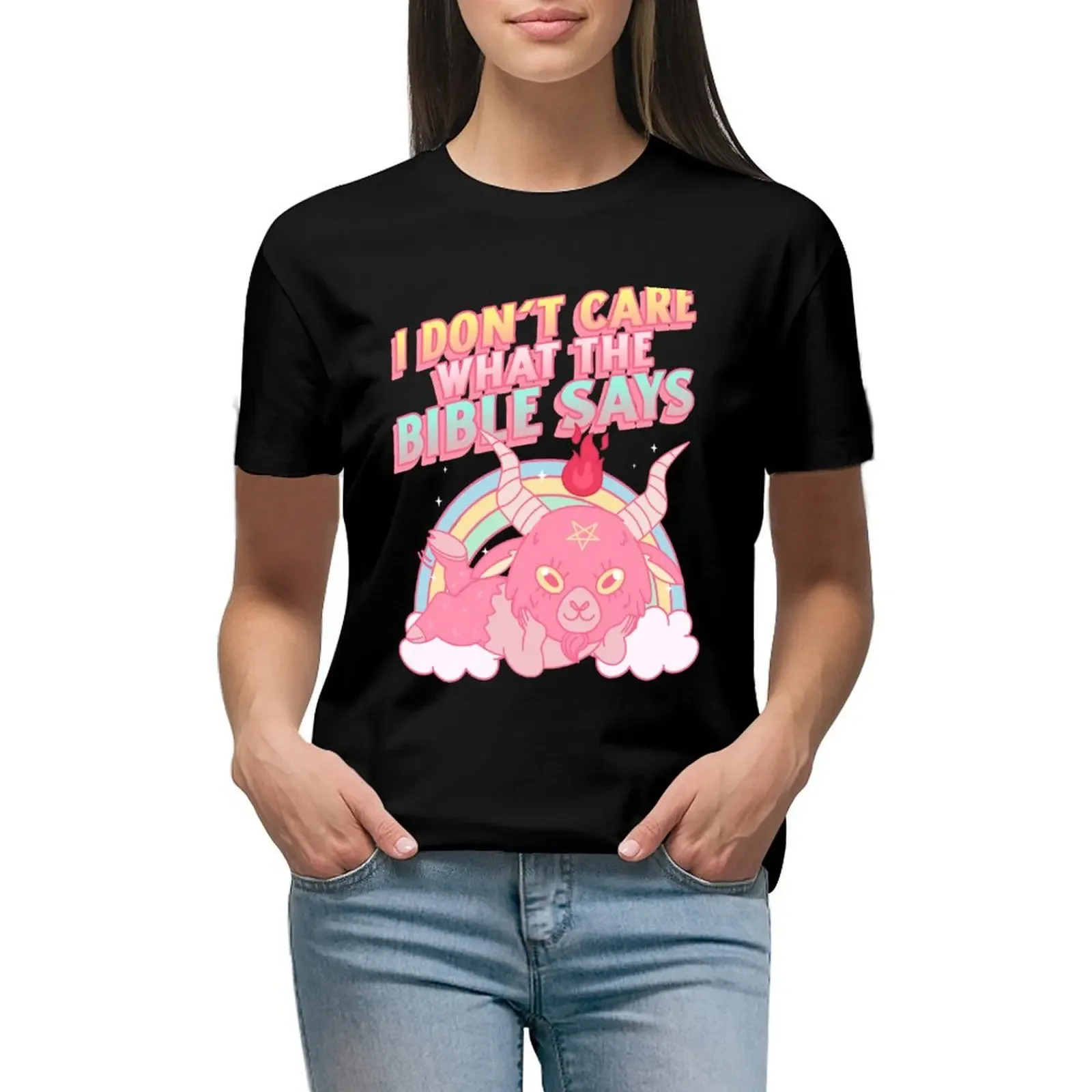 

I don't care what the bible says T-Shirt customizeds summer clothes plus size t shirts for Women loose fit