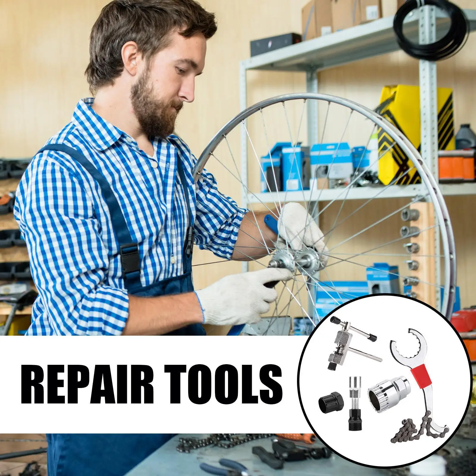 

Bike Repair Kit Integrated Portable Tire Repair Kit Cycling Maintenance Tool Set Tail Hook Wrench Multi-functional For Commute