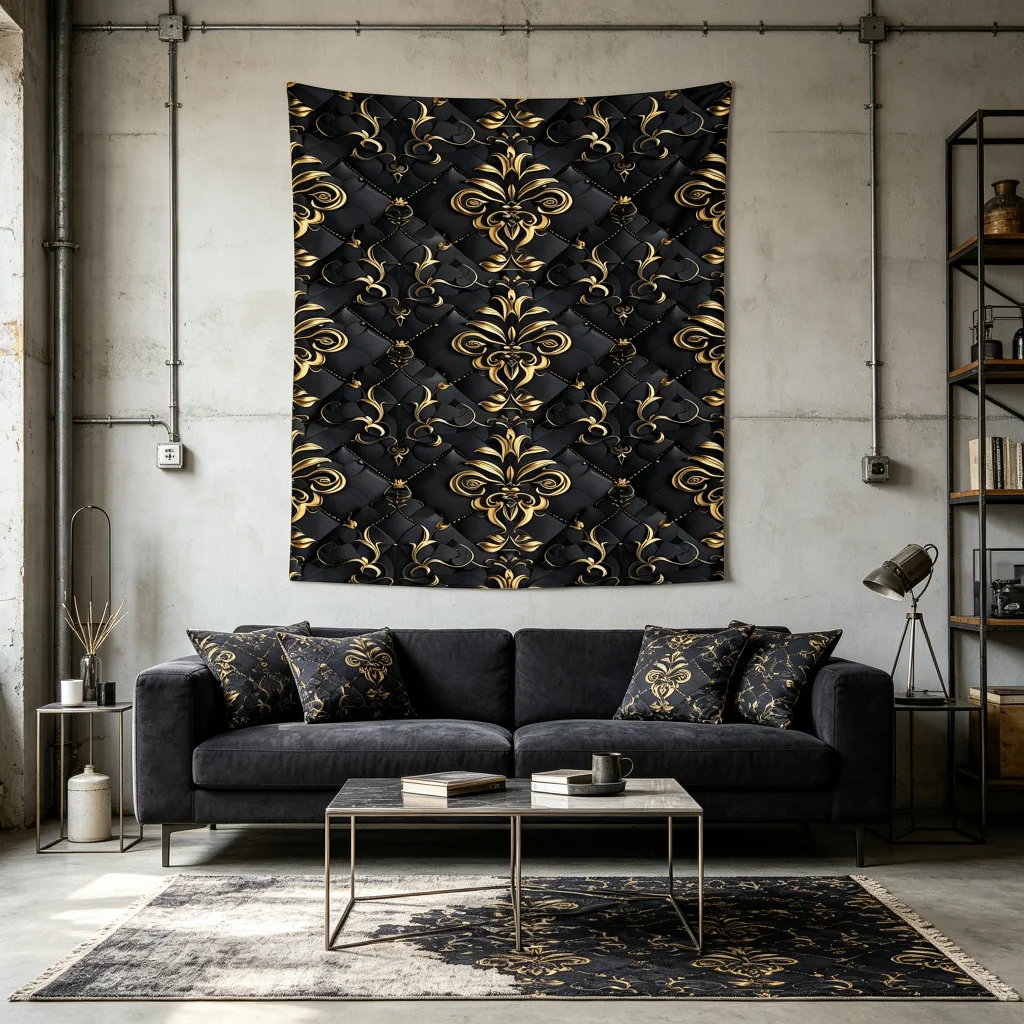 1PC Black Leather Art Print Backdrop Banner, Bedroom Living Room Photo Background, Polyester, Home Decor, Wall Art