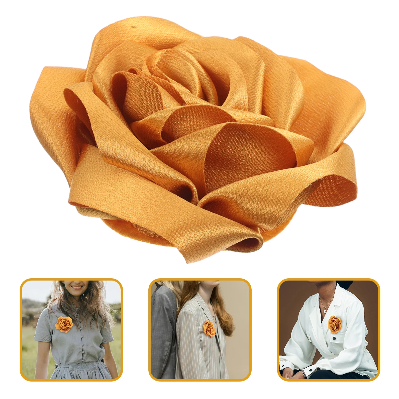 

French Style Flower Brooch Pin For Women Elegant Satin Fabric Large Bud Brooches Secure Pin Design Dresses Coats Sweaters