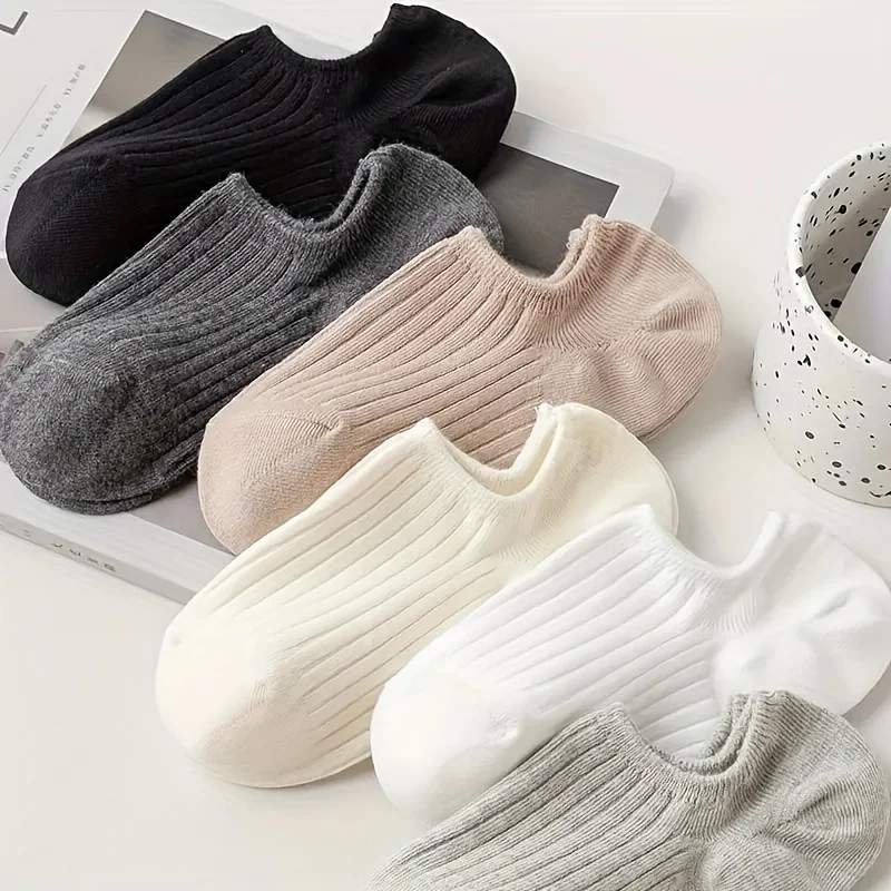 3/6-pair set - Women's striped simple invisible stockings. Suitable for daily wear. Can be worn all year round.