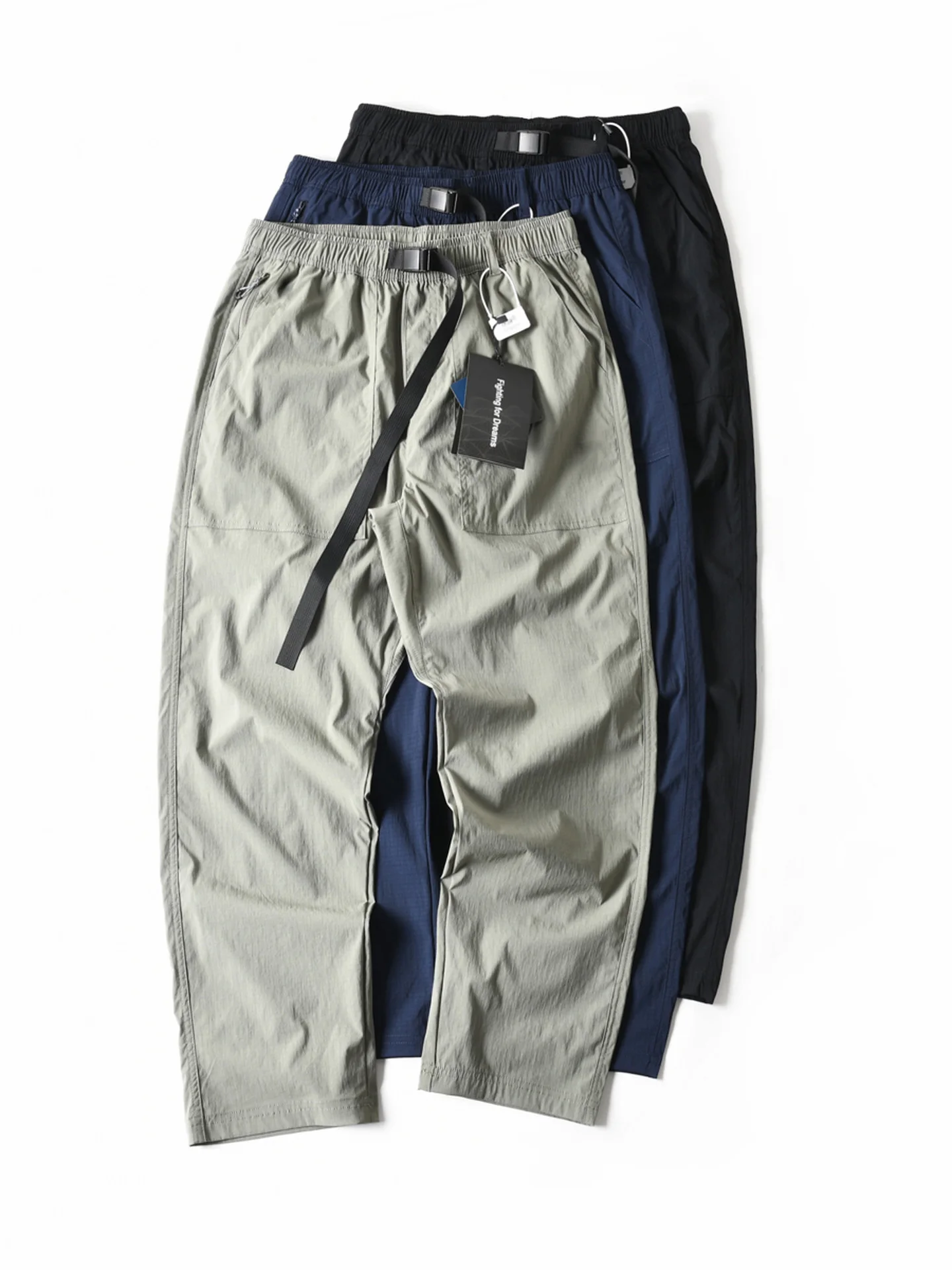 

New American Sle Ice Silk Qui Dry Breathable Loose Straight Leg Trendy Lightweight Sport Casual Workwear Pants for Men Su...