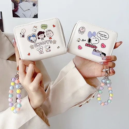 일본 인스 윈드 만화 스누피 지갑 카드 패키지, 작은 대용량, 높은 가치, 귀여운 휴대용 체인, 디가우징 카드 패키지