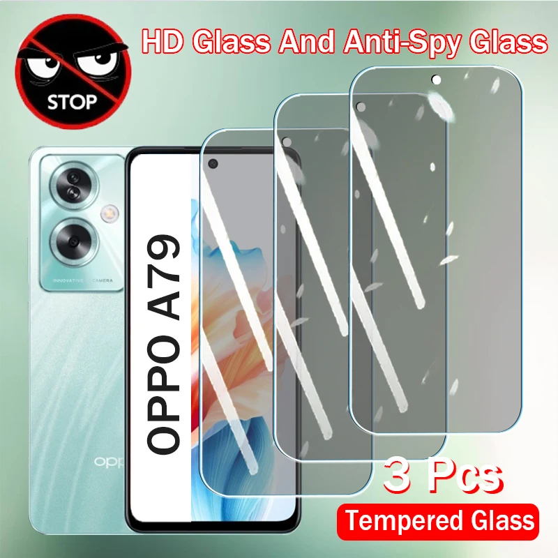 3Pcs Privacy Tempered Glass For OPPO A79 A98 A18 A58 A38 A78 A57 A56 A77 A96 A36 A76 A97 Anti-spy Cover Screen Protector Glass